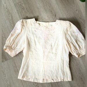 3/$18 VTG. Linen Genet Blouse Sz.XS